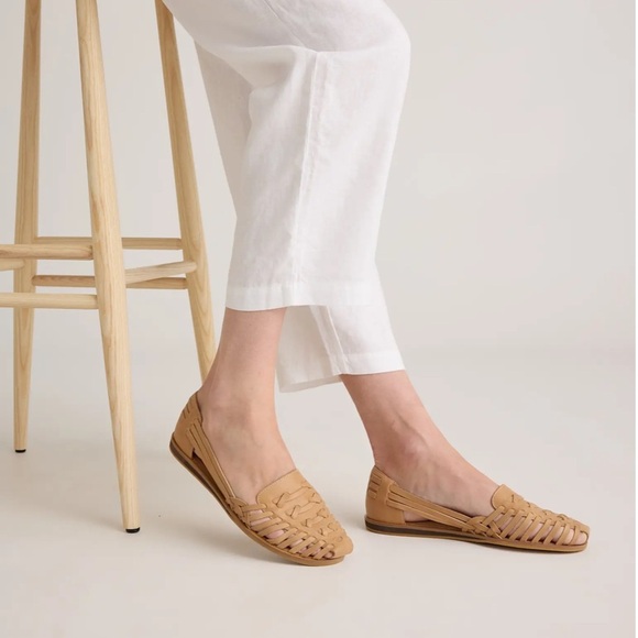New Quince 100% Leather Huarache Flats Shoes Sz 7.5 - Picture 1 of 10